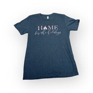 Small Shop Women's Disney Rose Gold Holiday Castle Tee